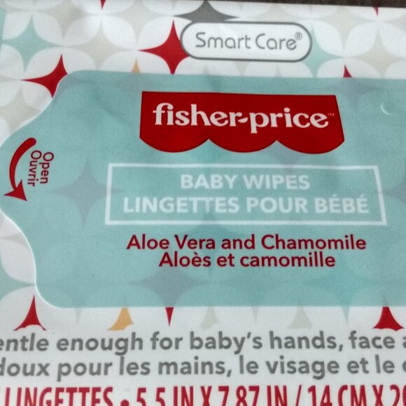 72-CT ALOE VERA & CHAMOMILE FISHER PRICE SMART CARE BABY WIPES - Picture 4 of 5